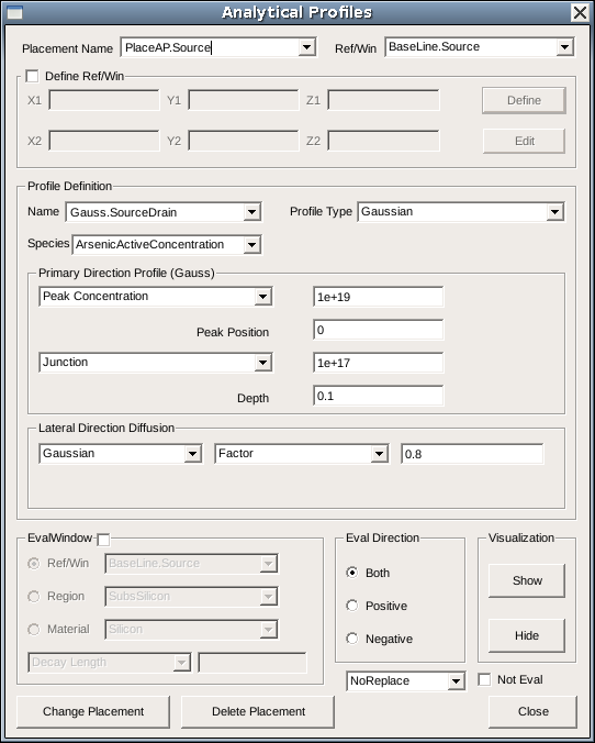 Analytical Profiles dialog box