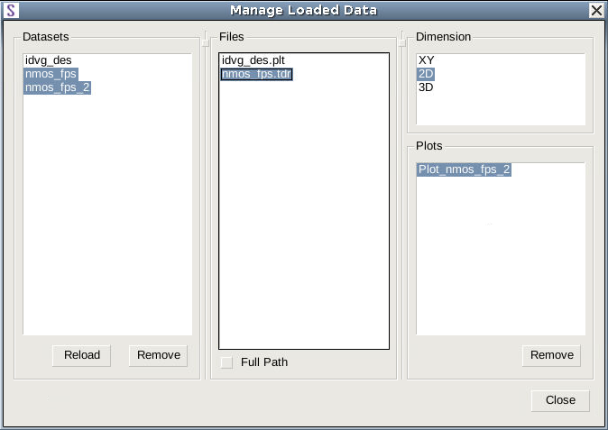 Manage Loaded Data dialog box