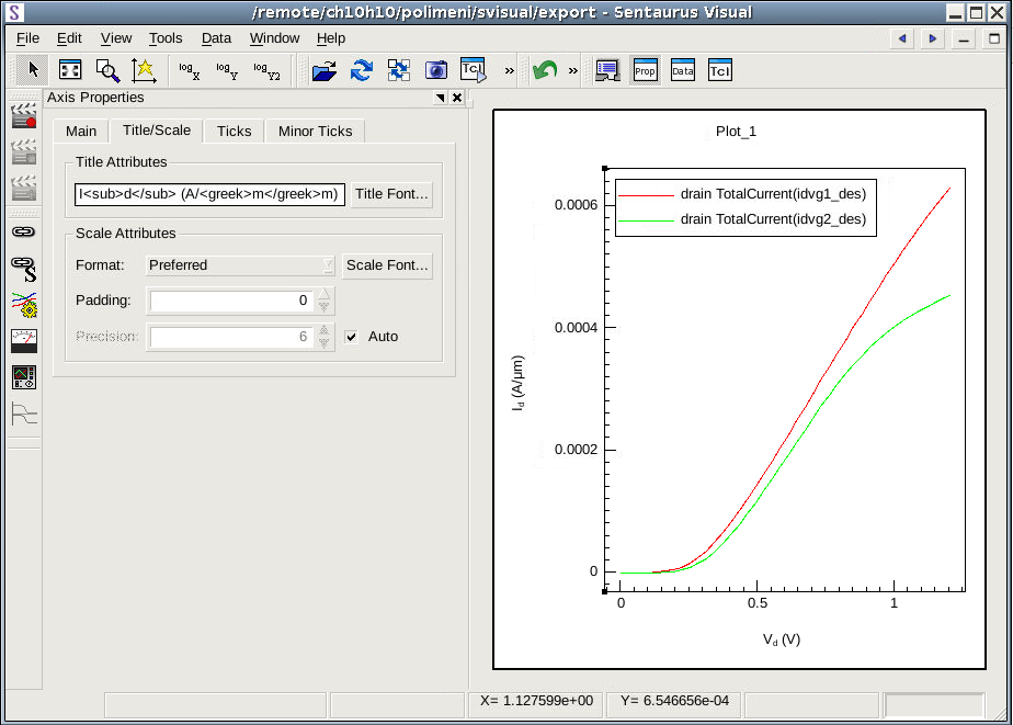 Editing axis title in Axis Properties panel
