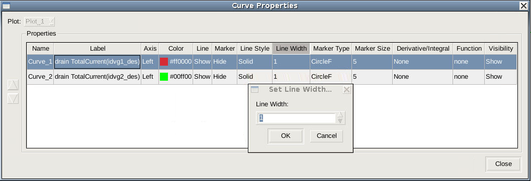 Curve Properties dialog box
