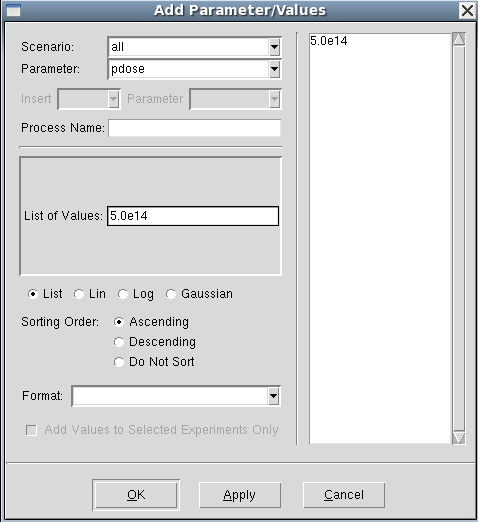 Add Parameter/Values dialog box