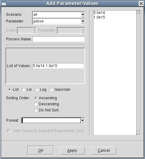 Adding multiple parameter values